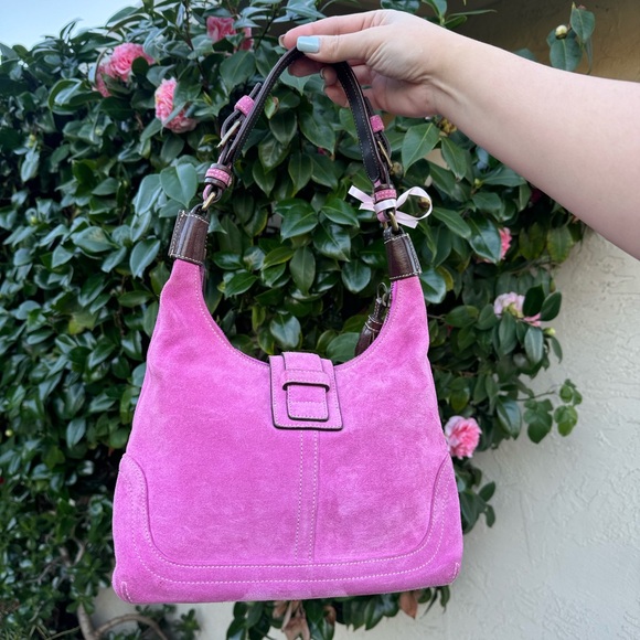 Pink Suede Coach Hampton Soho Hobo Bag - Picture 3 of 9